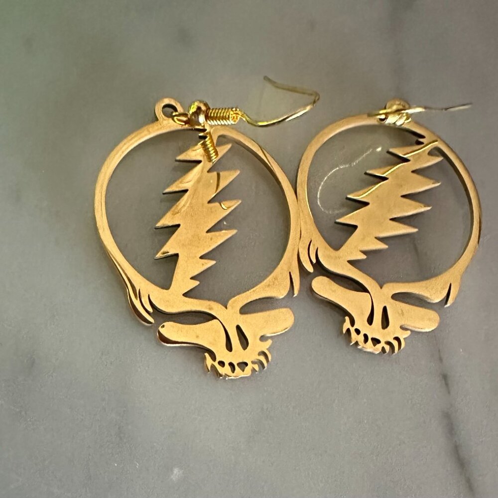 Grateful Dead Steal Your Face Steelie necklace & Earring Set